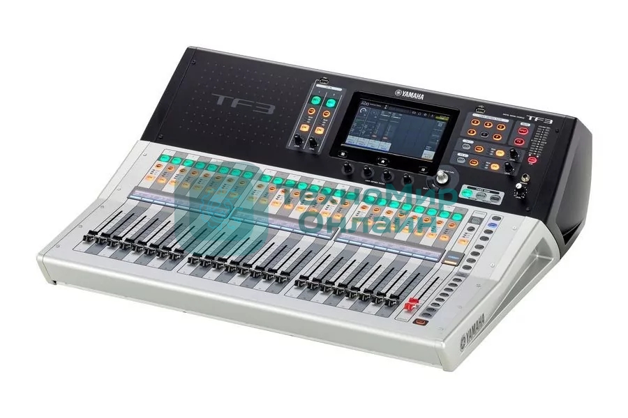 Микшер Yamaha TF3 ZG70960 цифровой, 24 аналоговых XLR/TRS MIC/LINE + 2 аналоговых RCA стерео линейных входа, 16 аналоговых XLR выходов, 25 моторизированных фейдера, 48 входных микшируемых каналов, USB 2.0