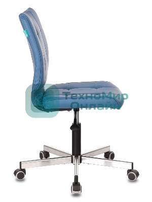 Кресло Бюрократ CH-330M/OR-03 синий, экокожа, 120 кг, механизм качания, без подлокотников