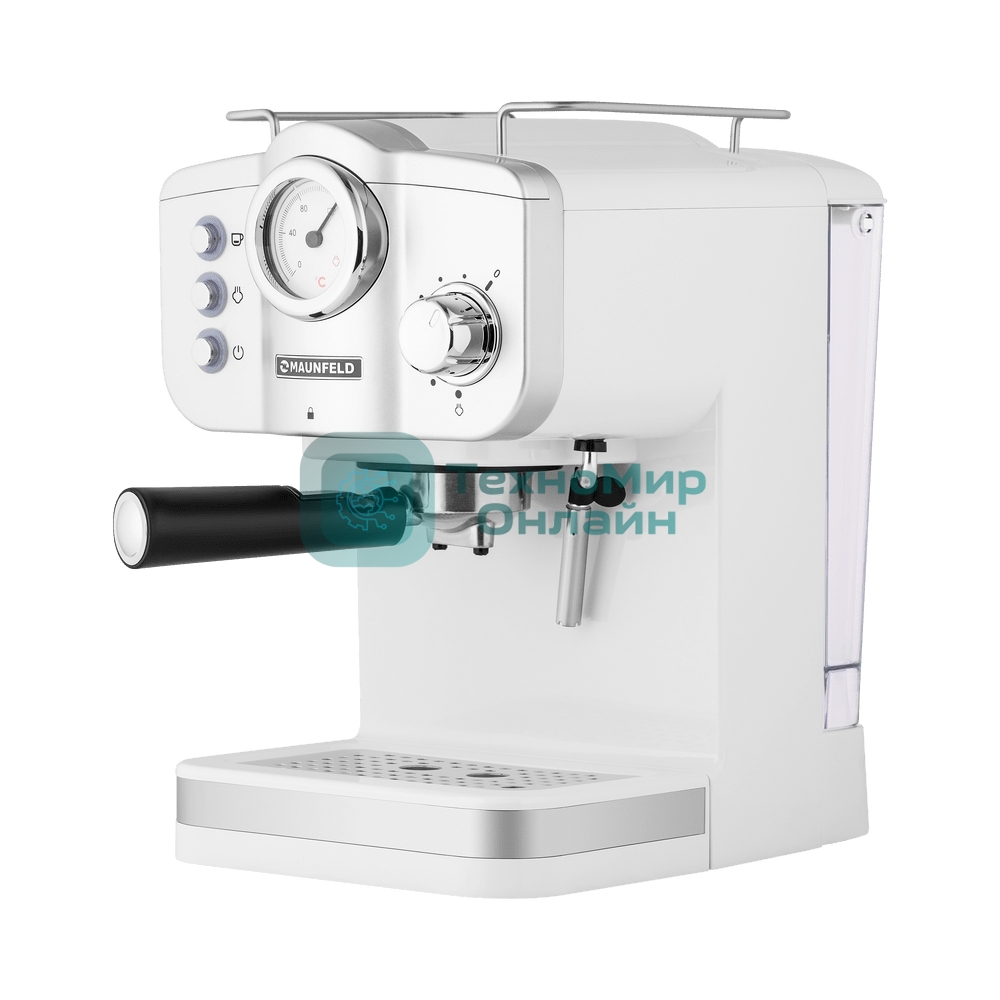 Кофеварка рожковая Maunfeld MF-735WH PRO белый, исп. кофе - молотый, 1.25 л, 1100 Вт, 15 бар
