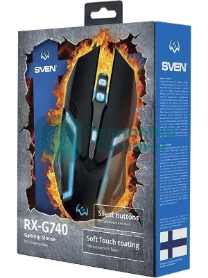 Мышь проводная SVEN RX-G740 черный, 2400 dpi, USB, кнопки - 6