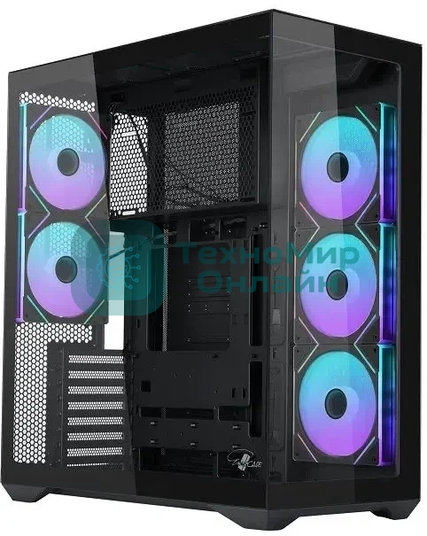 Корпус ATX Eurocase M4801 black, без БП, закаленное стекло 2 стороны