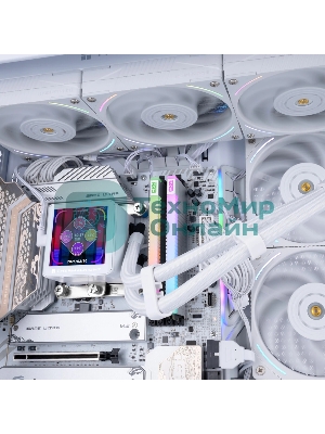 Система жидкостного охлаждения Thermalright Frozen Vision 360 V2 (360мм, LED, White, ARGB/Fans: 3x120мм, 69CFM, 27dBA, 2150RPM/Pump height 60мм, 23dBA, 3000RPM, Rad thickness 27мм/S: 1700, 1200, 1851, 115X, 2011, 2066, AM5, AM4)