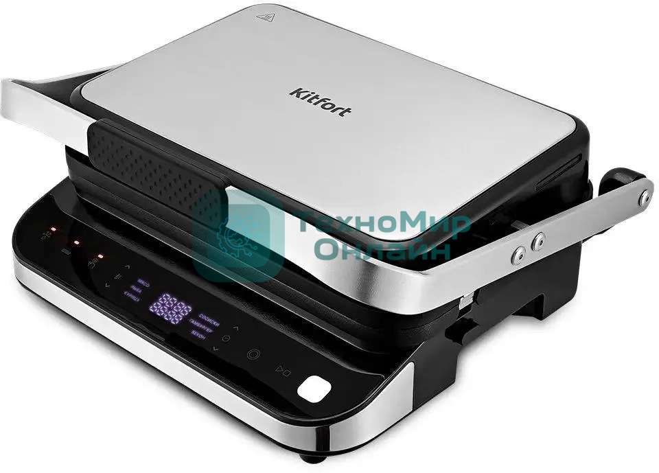 Гриль электрический Kitfort КТ-1682 черный/серебристый