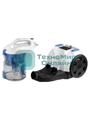 Пылесос BBK BV1501 белый/синий, 300/1600 Вт, уборка сухая, пылесборник контейнер 2 л