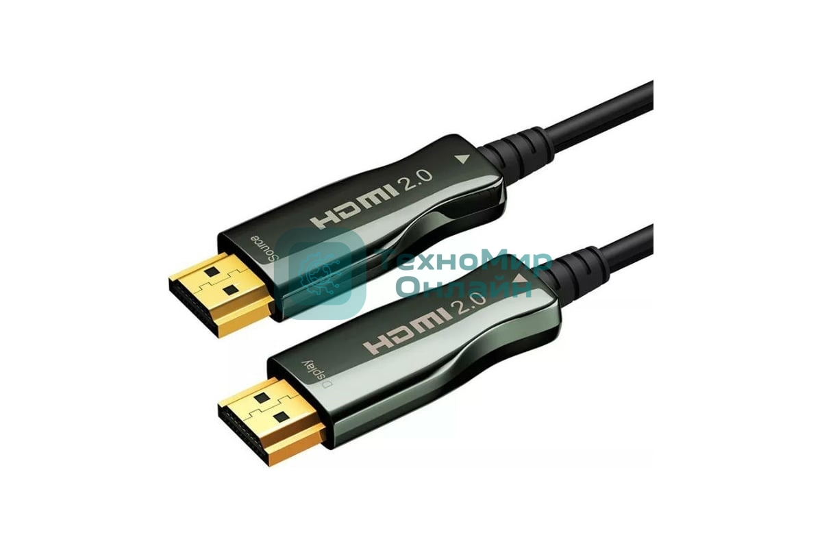 Кабель HDMI Wize AOC-HM-HM-15M оптический, 15 м, 4K/60HZ 4:4:4, v.2.0, ARC, 19M/19M, HDCP 2.2, Ethernet, черный, коробка