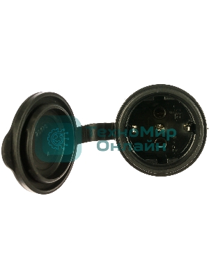 Розетка 1-м Омега РБп13-1-0м с защ. крышкой переносная с заземл. IP44 черный каучук IEK PKR21-016-2-K02