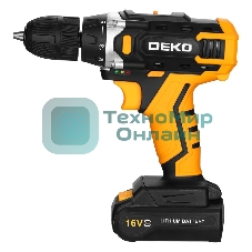 Дрель-шуруповерт Deko Sharker 16V, 16 В, 1,5 Ач, 32 Нм, щеточный