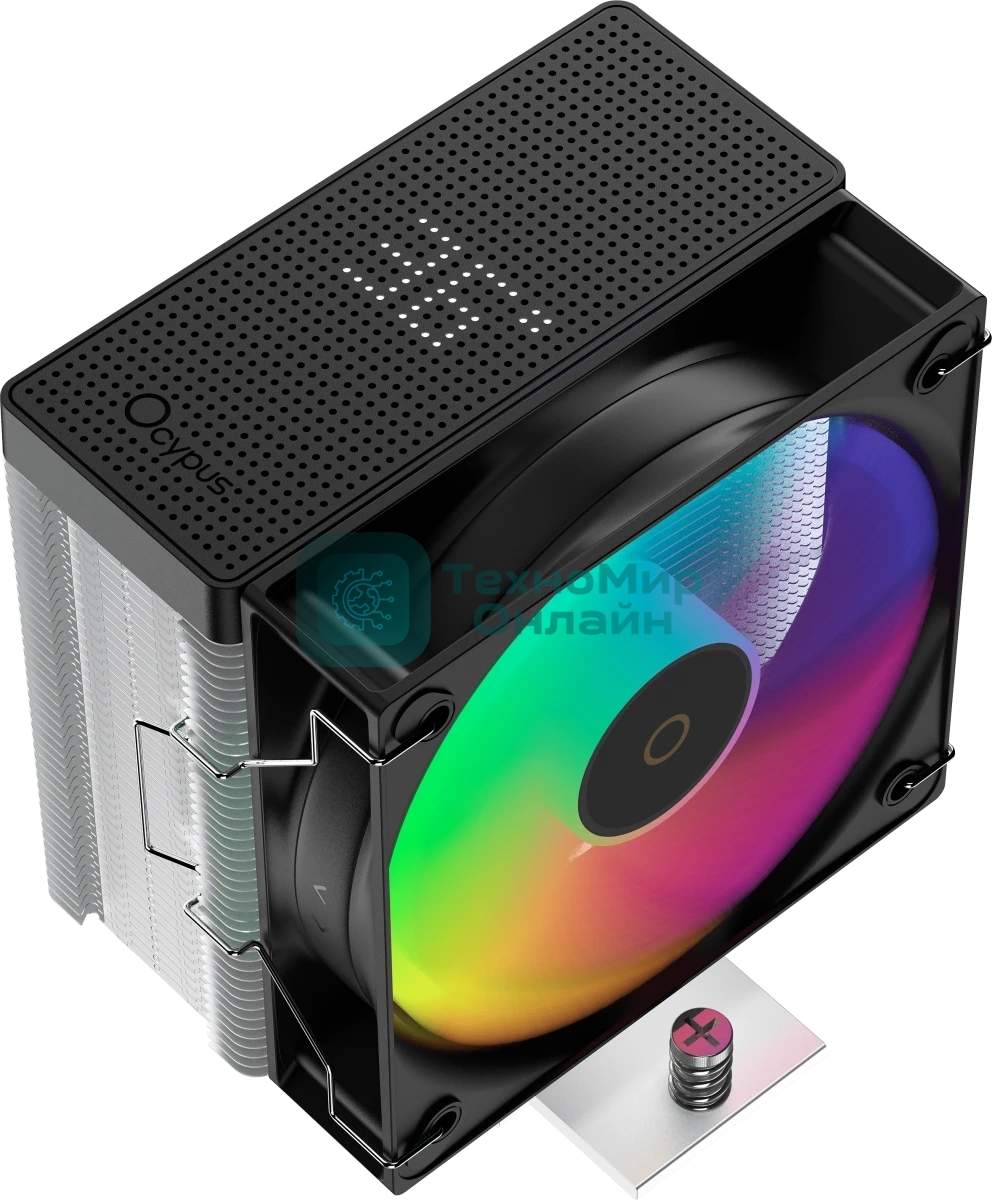 Кулер для процессора Ocypus Gamma A40 BK ARGB Digital, 100мм ARGB FAN, Top Display Panel, 4 HEAT PIPES, 4-PIN PWM, 600-2400 RPM, 29.5DBA, HYDRO BEARING, LGA115X/1200/1700/18XX, AM4/AM5