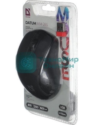 Мышь беспроводная Defender Datum MM-265 черный, 1600 dpi, радиоканал, USB, кнопки - 4