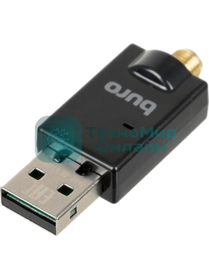 Адаптер USB Buro Bluetooth 5.0+EDR class 1 100м черный