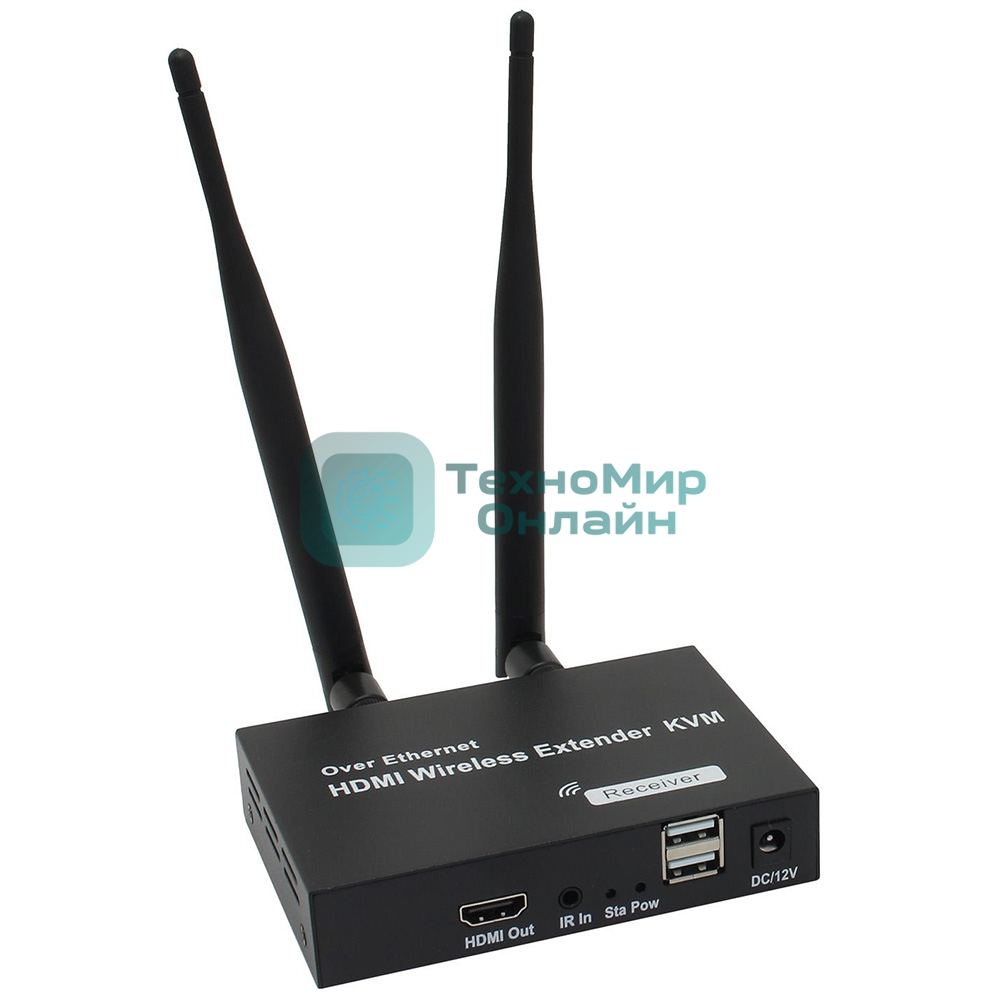 Удлинитель ORIENT VE054, WiFi HDMI KVM Extender (Tx+Rx), HDMI+USB беспроводной удлинитель до 200 м, HDMI 1.3, 1080p@60Hz, HDCP1.2, передача ИК сигнала управления, питание от внешних БП, метал. корпус (31372)