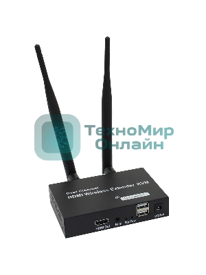 Удлинитель ORIENT VE054, WiFi HDMI KVM Extender (Tx+Rx), HDMI+USB беспроводной удлинитель до 200 м, HDMI 1.3, 1080p@60Hz, HDCP1.2, передача ИК сигнала управления, питание от внешних БП, метал. корпус (31372)
