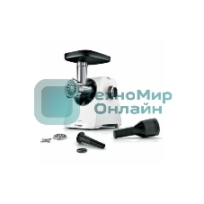 Мясорубка электрическая Bosch MFWS420W белый, 1900 Вт, 2.5 кг/мин, реверс, насадки - 3