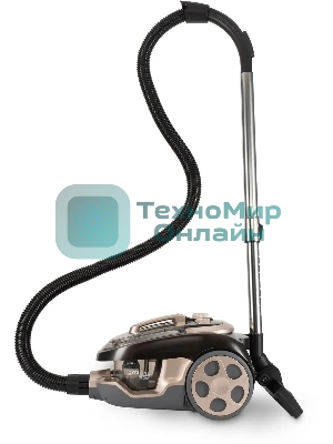 Пылесос Hyundai HYV-C3550 золотистый/темно-коричневый, 380/2220 Вт, уборка сухая, пылесборник контейнер 2,5 л