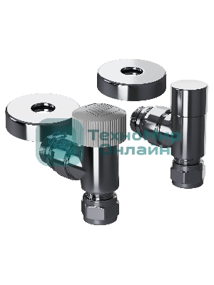 Набор термостатический угловой Royal Thermo Design Pro 15мм М30х1,5 (Хром)