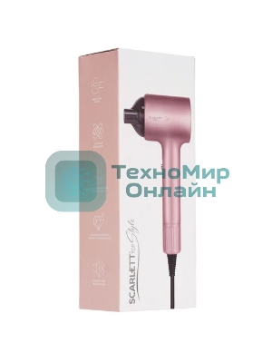 Фен Scarlett SC-HD70I53 розовый/черный, 1600 Вт, ионизация