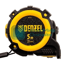 Рулетка Denzel 5м х 25мм, автоматич. фиксац., нейлон. покрытие, магнит. зацеп, двухстор. разметка