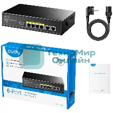 Коммутатор Cudy FS1006P (L2) 6x100Мбит/с 4PoE+ 60W неуправляемый