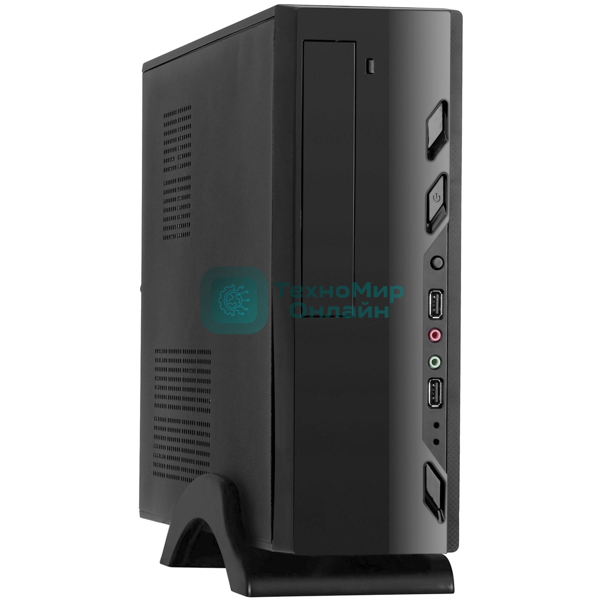 Компьютерный корпус MiniITX ExeGate EX268697RUS MI-208 Black, miniITX/mATX, без БП, 2хUSB, Audio