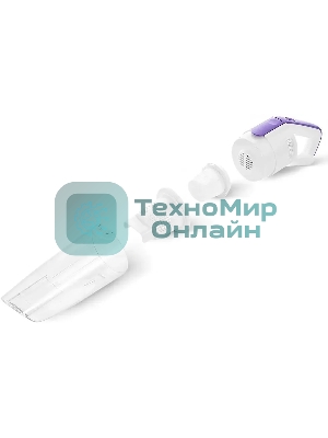 Пылесос ручной Kitfort КТ-5198 белый/фиолетовый, 75 Вт, уборка сухая/сбор воды, пылесборник контейнер 0.45 л