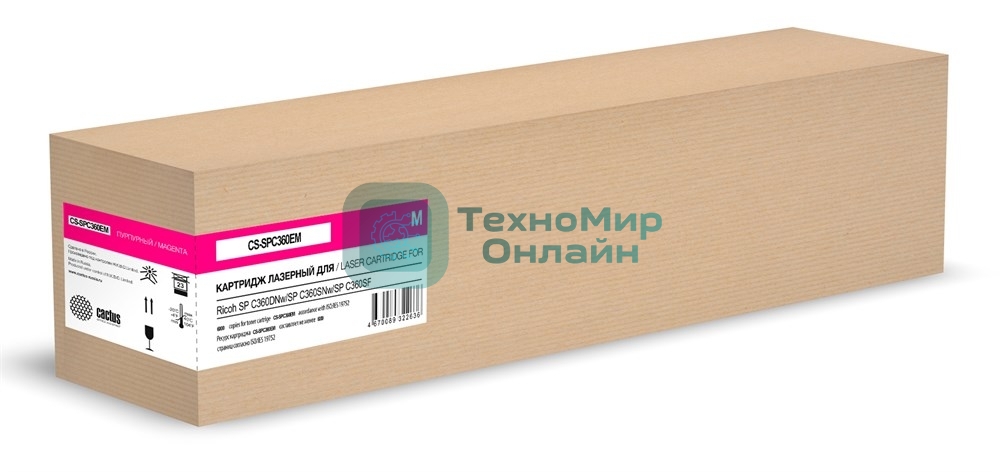 Картридж лазерный Cactus CS-SPC360EM 408186 пурпурный (6000 стр.) для Ricoh SP C360DNw/SP C360SNw/SP C360SF