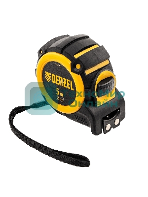 Рулетка Denzel 5м х 25мм, автоматич. фиксац., нейлон. покрытие, магнит. зацеп, двухстор. разметка