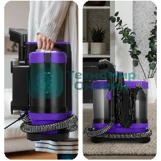 Пылесос моющий Kitfort КТ-5213 черный/фиолетовый, 450 Вт, уборка влажная, пылесборник контейнер 1.3 л