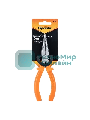 Длинногубцы Sparta Classic, 160 мм, прямые шлифованные, пластмассовые рукоятки