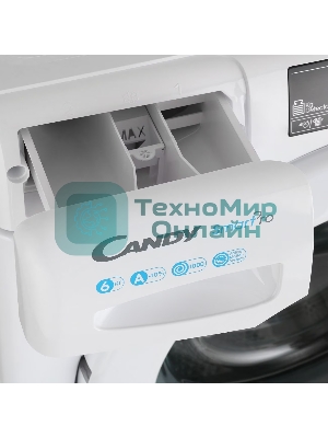 Стиральная машина Candy Smart Pro CSO34 106T1/2-07 белый, загрузка фронтальная 6 кг, 1000 об/мин., класс: А