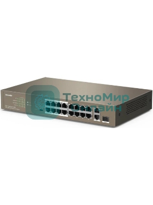 Коммутатор неуправляемый IP-COM F1118P-16-150W PoE, 18 портов, 18х100 Мбит/с, 2x1 Гбит/с, PoE 16х30 Вт (до 130Вт)