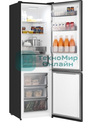 Холодильник Weissgauff WRK 2000 Total NoFrost Inverter Black черный двухкамерный 240/95л морозилка снизу