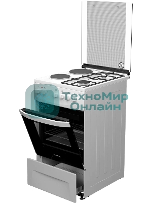 Плита комбинированная Darina 1D KM 241 337 W белый/черный, конфорок 4 шт, духовка 50 л, 50 см x 85 см x 60 см