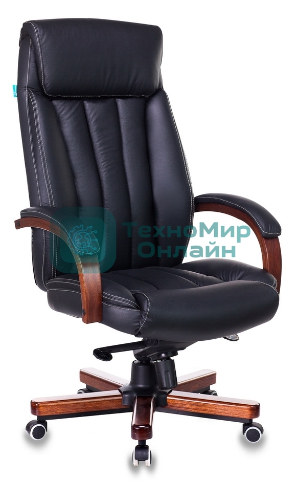 Кресло Бюрократ T-9922WALNUT/BLACK черный, кожа