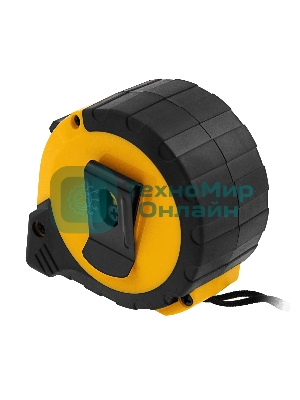 Рулетка Denzel 5м х 25мм, двухкомп. корпус, кнопка-пауза