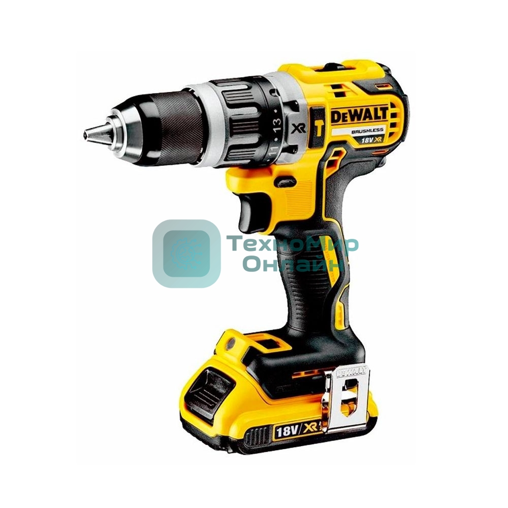 Дрель-шуруповерт аккумуляторная DeWalt DCD796D2-QW, 18В, 2 АКБ, Ударная, Кейс