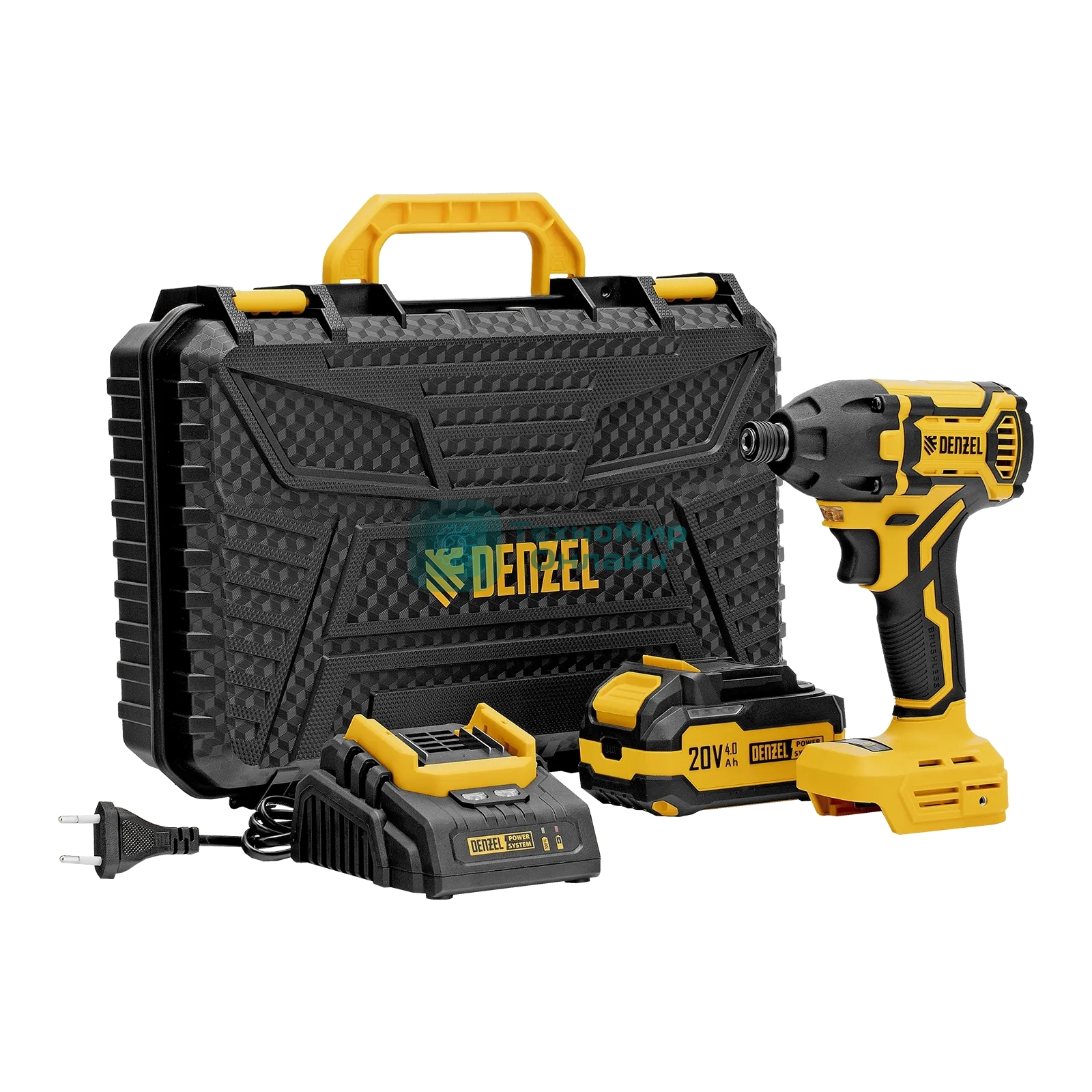 Винтоверт ударный аккумуляторный бесщет. Denzel CIDH-BL-20-270, Li-Ion, 20 В