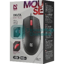 Мышь проводная Defender Delta MM-523 черный, 1000 dpi, USB, кнопки - 3