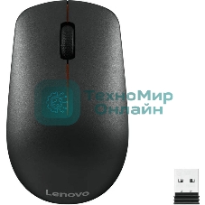 Мышь беспроводная Lenovo 400 черный, 1200 dpi, радиоканал, USB, кнопки - 3