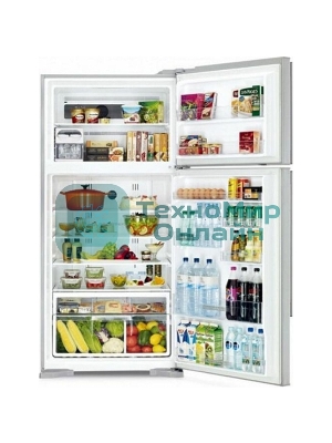 Холодильник Hitachi R-VG660PUC7-1 GPW белый стекло двухкамерный инвертер 405/145л морозилка сверху No Frost