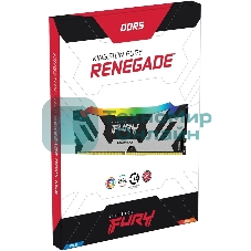 Оперативная память Kingston Fury Renegade, DDR5, 64GB (2x32 GB), 6400 MHz, CL32, DIMM, радиатор, RGB, серебристый/черный