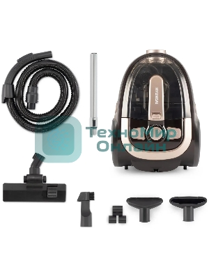 Пылесос Hyundai HYV-C3550 золотистый/темно-коричневый, 380/2220 Вт, уборка сухая, пылесборник контейнер 2,5 л