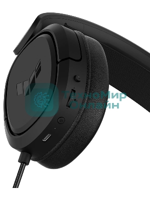 Гарнитура ASUS TUF Gaming H1 Wireless чёрный, беспроводная + проводная, USB/USB-C, до 15 ч, виртуальный 7.1, шумоподавление микрофона