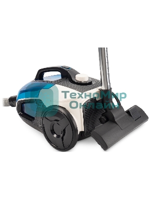 Пылесос Hyundai HYV-C3377 белый/синий, 380/2400 Вт, уборка сухая, пылесборник контейнер, 3.5 л