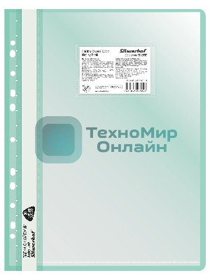 Папка-скоросшиватель Silwerhof 255123-04 A4, прозрачный верхний лист, 30 вкладышей, боковая перфорация, полипропилен зеленый