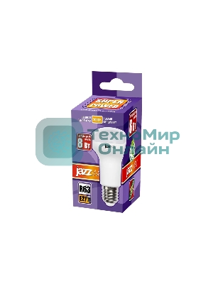 Лампа светодиодная JazzWay PLED-SP R63 8Вт 3000К теплый белый E27 630лм 230В