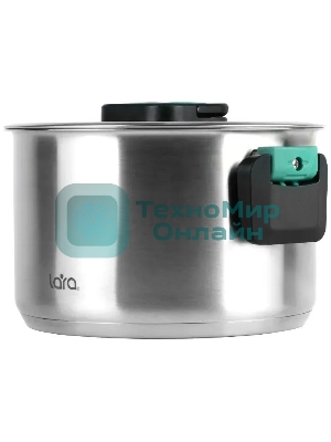 Кастрюля LARA LR02-245 Изумруд 6,4 л, нержавеющая сталь, с крышкой