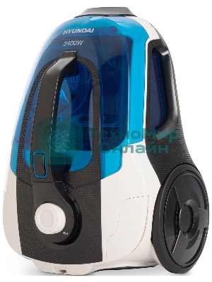 Пылесос Hyundai HYV-C3377 белый/синий, 380/2400 Вт, уборка сухая, пылесборник контейнер, 3.5 л