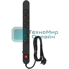 Сетевой фильтр Ippon NF-EU-1.8-10 1.8 м, 6 розеток, черный, коробка