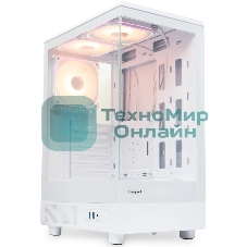 Компьютерный корпус HSPD F510, Panoramic Mid Tower, белый, TG, 0.5 SPCC, 3x120мм ARGB ATX, mATX, mITX 180/280/160мм 1x2.5