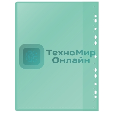 Папка-скоросшиватель Silwerhof 255123-04 A4, прозрачный верхний лист, 30 вкладышей, боковая перфорация, полипропилен зеленый